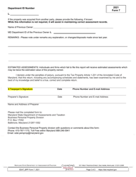 Form 7 Business Personal Property Tax Return - Rental Condominiums, Townhouses, Cottages, Rooms, Etc - Maryland, Page 2