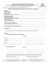 Form 5 Annual Report and Personal Property Return - Banks, Savings Banks, Savings &amp; Loans and Trust Companies - Maryland, 2021