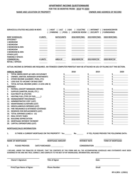 Form RP-6 &quot;Apartment Income Questionnaire&quot; - Maryland, 2020