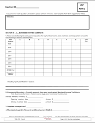 Form 2 Business Personal Property Return - Maryland, Page 2