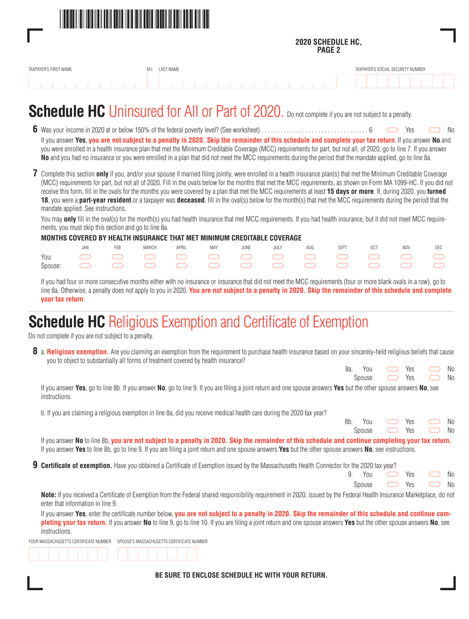 Schedule HC Health Care Information - Massachusetts, Page 3