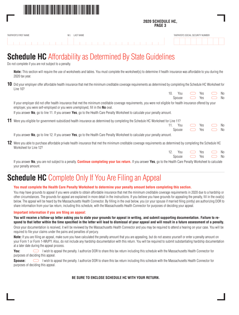 Schedule HC Health Care Information - Massachusetts, Page 4