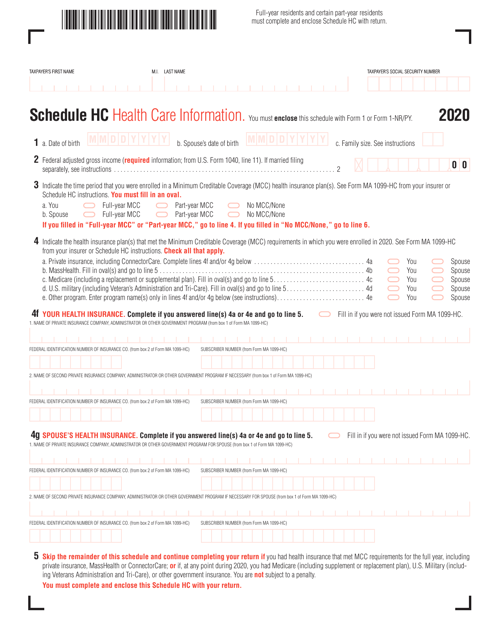 Schedule HC 2020 Printable Pdf