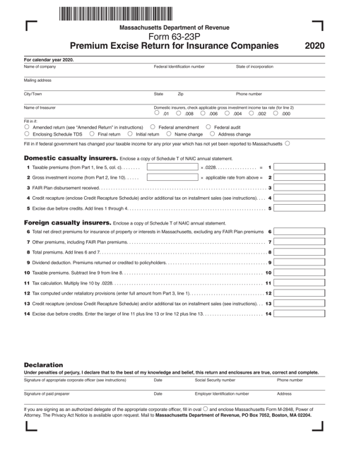Form 63-23P 2020 Printable Pdf