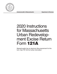 Instructions for Form 121A Urban Redevelopment Excise Return - Massachusetts