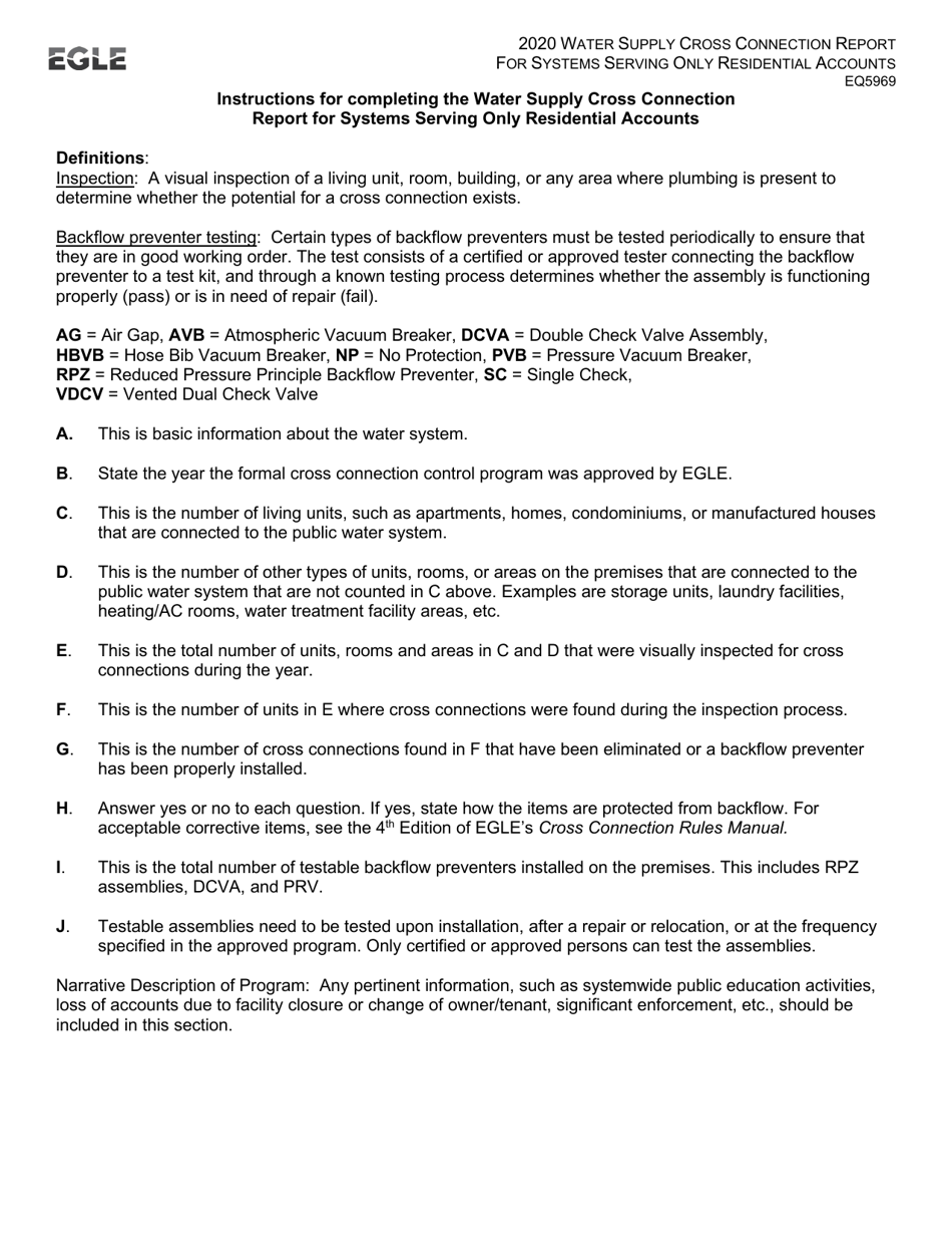 Form EQP5969 Water Supply Cross Connection Report for Systems Serving Only Residential Accounts - Michigan, Page 2