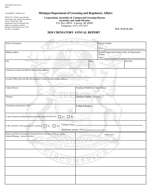 Form CSCL/LCE-102A 2020 Printable Pdf