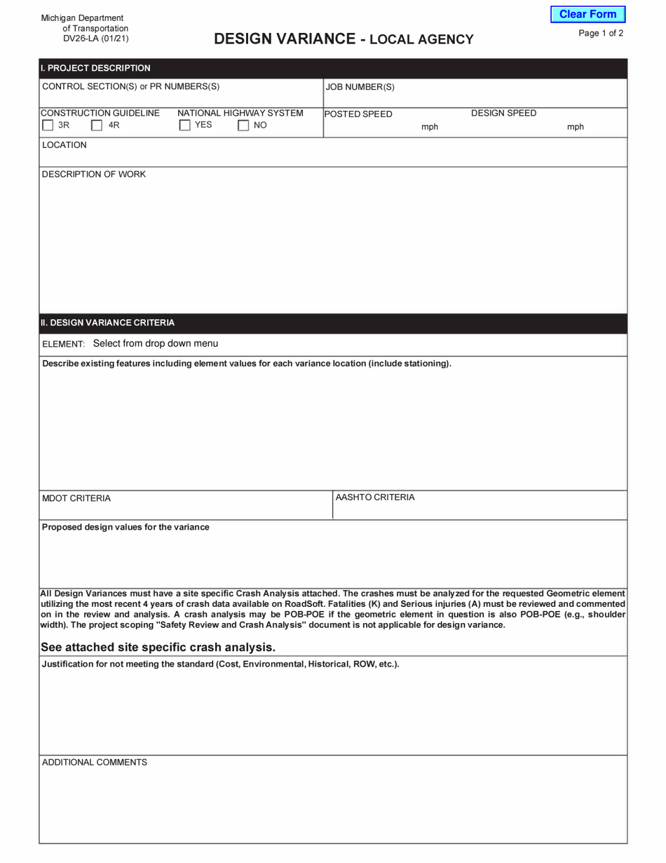 Form DV26-LA Download Fillable PDF or Fill Online Design Variance ...