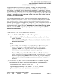 Form OFP107 Petitioner&#039;s Request to Keep Address/Phone Confidential - Minnesota (English/Spanish), Page 2