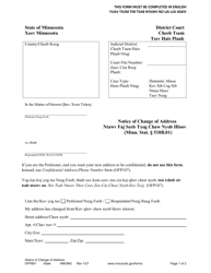 Document preview: Form OFP801 Notice of Change of Address - Minnesota (English/Hmong)