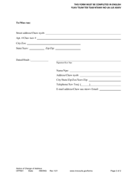Form OFP801 Notice of Change of Address - Minnesota (English/Hmong), Page 2