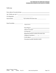 Form OFP801 Notice of Change of Address - Minnesota (English/Somali), Page 2