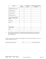Form CHP602 Affidavit of Diligent Efforts to Locate Parent/Legal Custodian - Minnesota, Page 2