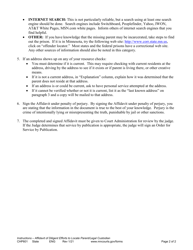 Instructions for Form CHP602 Affidavit of Diligent Efforts to Locate Parent/Legal Custodian - Minnesota, Page 2