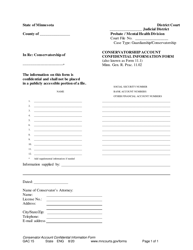Form GAC15 (11.1) &quot;Conservatorship Account Confidential Information Form&quot; - Minnesota