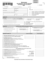 Form 80-205 &quot;Mississippi Non-resident/Part-Year Resident Individual Income Tax Return&quot; - Mississippi, 2020