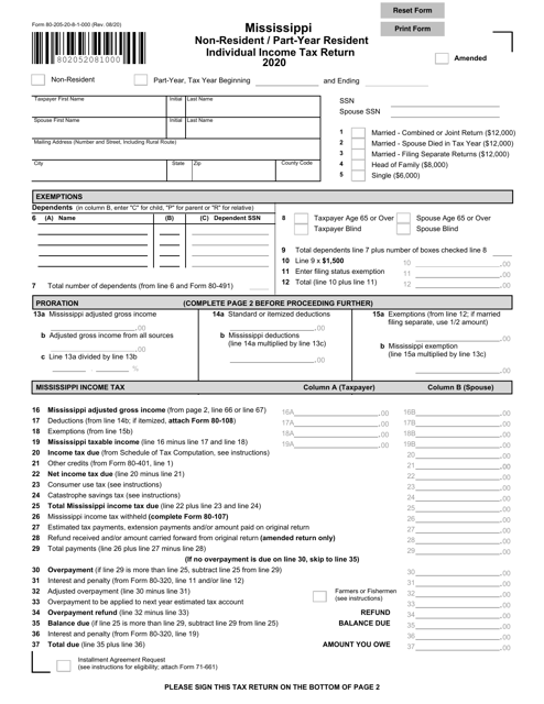 Form 80-205 2020 Printable Pdf