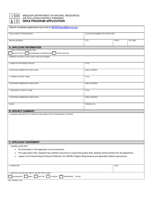 Form MO780-2886 Dera Program Application - Missouri