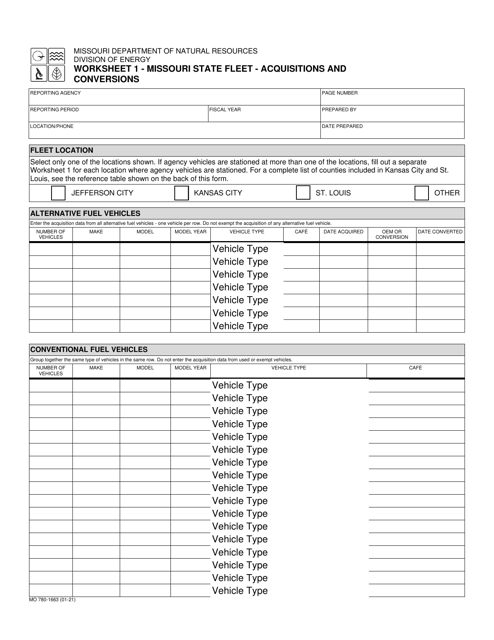 Form MO780-1663 Worksheet 1  Printable Pdf