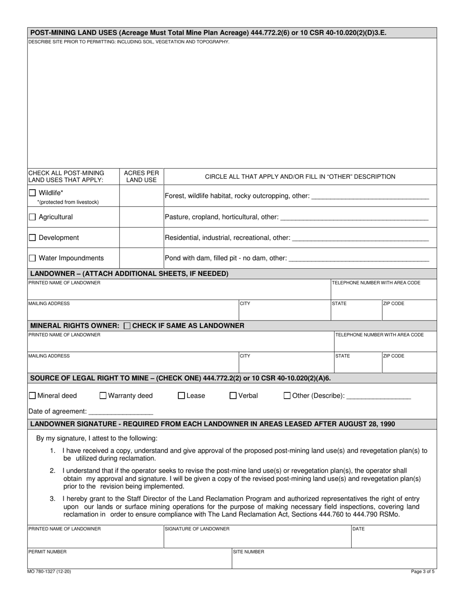 Form MO780-1327 Mine Plan - Missouri, Page 3