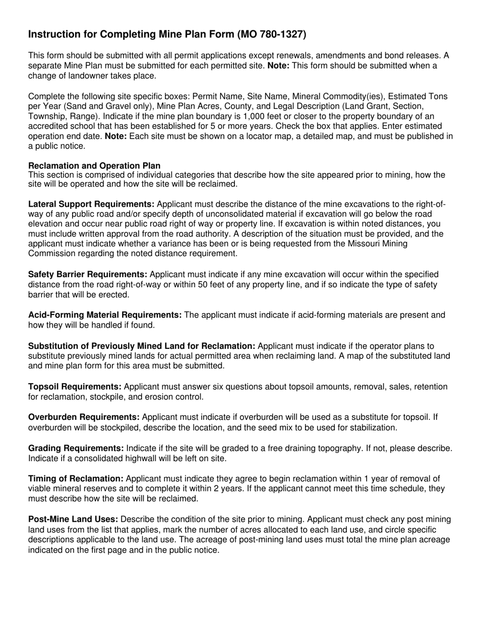 Form MO780-1327 Mine Plan - Missouri, Page 6