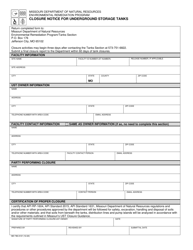 Document preview: Form MO780-2121 Closure Notice for Underground Storage Tanks - Missouri