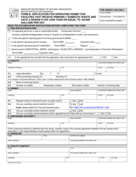 Form B (MO780-1512) Application for Operating Permit for Facilities That Receive Primarily Domestic Waste and Have a Design Flow Less Than or Equal to 100,000 Gallons Per Day - Missouri