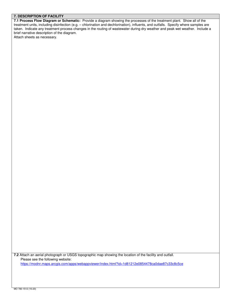 Form B (MO780-1512) Application for Operating Permit for Facilities That Receive Primarily Domestic Waste and Have a Design Flow Less Than or Equal to 100,000 Gallons Per Day - Missouri, Page 2