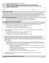 Form B2 (MO780-1805) &quot;Application for Operating Permit for Facilities That Receive Primarily Domestic Waste and Have a Design Flow More Than 100,000 Gallons Per Day&quot; - Missouri