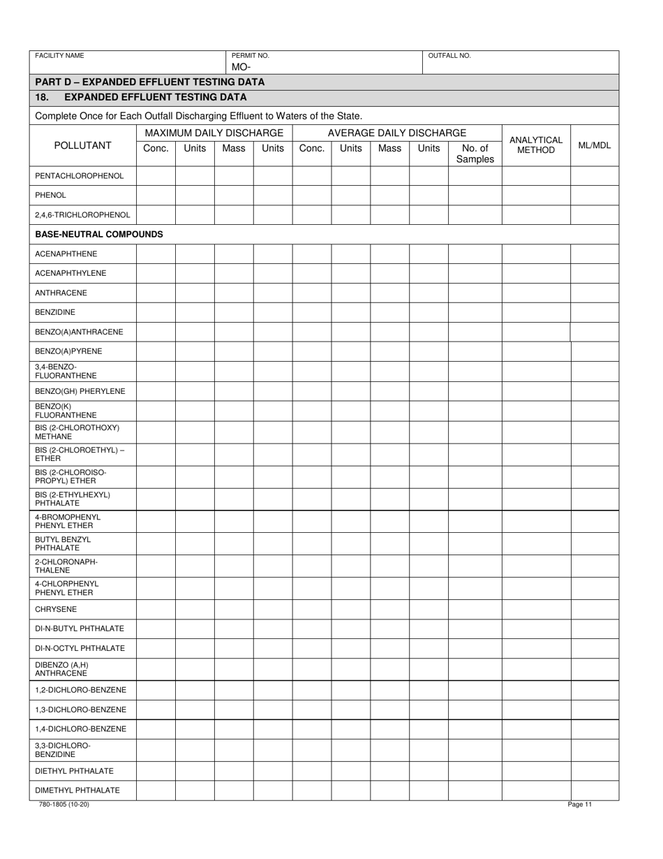 Form B2 (MO780-1805) Application for Operating Permit for Facilities That Receive Primarily Domestic Waste and Have a Design Flow More Than 100,000 Gallons Per Day - Missouri, Page 11
