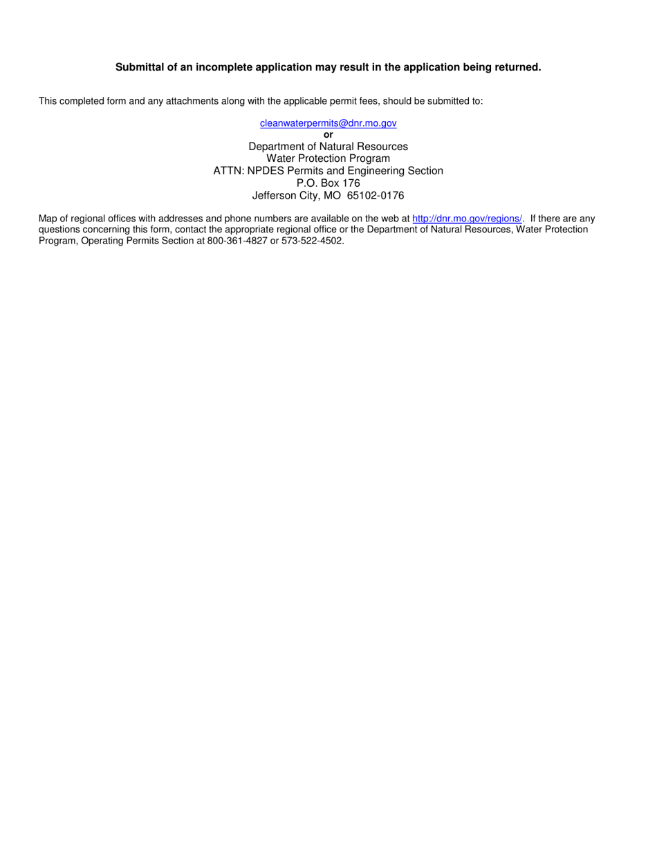 Form B2 (MO780-1805) Application for Operating Permit for Facilities That Receive Primarily Domestic Waste and Have a Design Flow More Than 100,000 Gallons Per Day - Missouri, Page 21