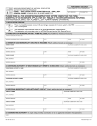 Form L (MO780-1801) &quot;Application for Co-permittee Phase 2 Small Ms4 General Permit&quot; - Missouri