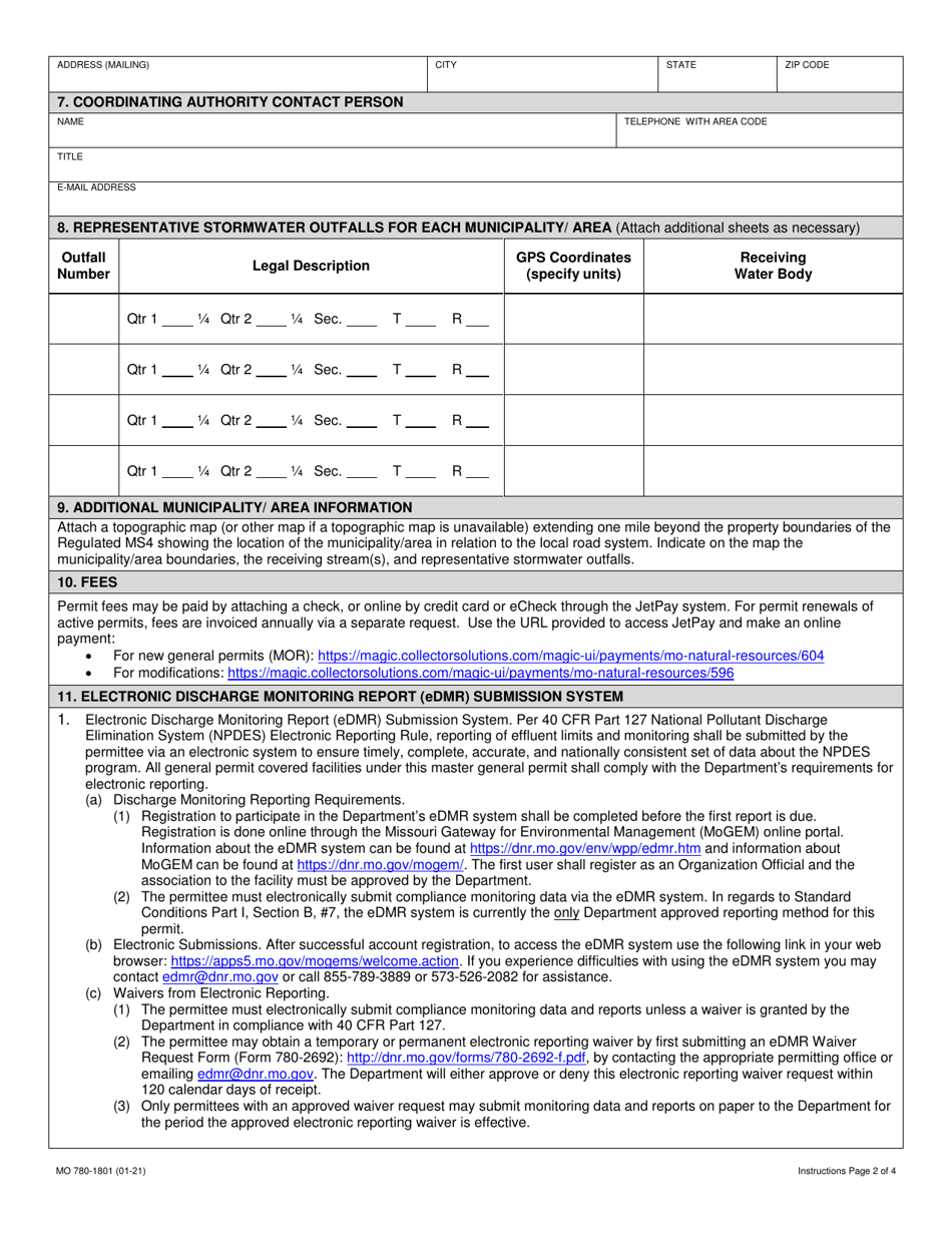 Form L (MO780-1801) Application for Co-permittee Phase 2 Small Ms4 General Permit - Missouri, Page 2