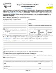 Document preview: Form AB-26 Request for Informal Classification and Appraisal Review - Montana