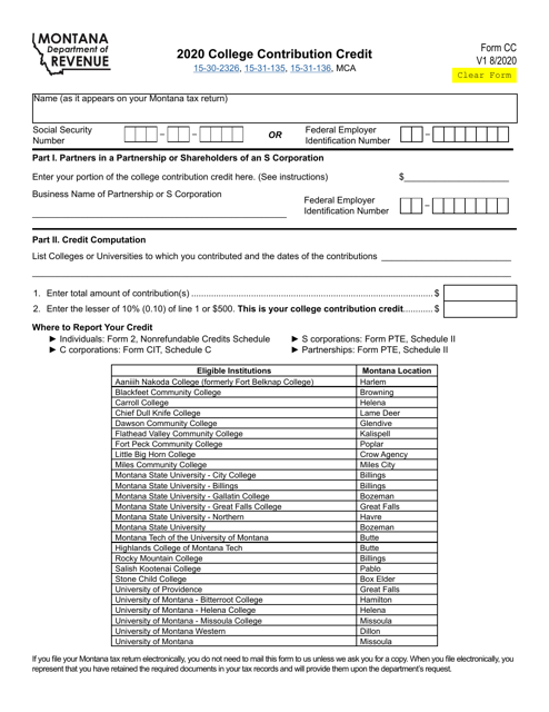 Form CC 2020 Printable Pdf