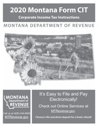 Document preview: Instructions for Form CIT Montana Corporate Income Tax Return - Montana, 2020