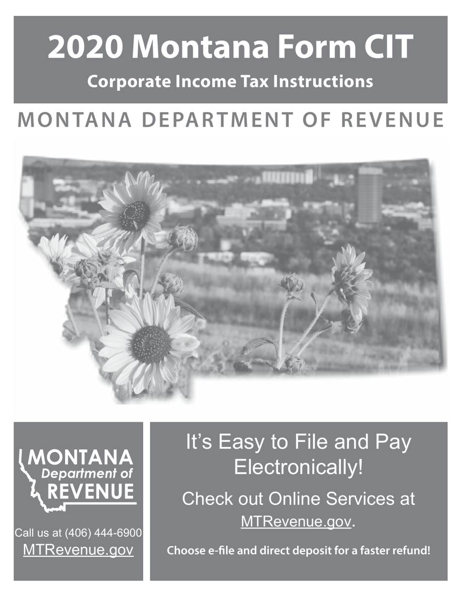 Instructions for Form CIT Montana Corporate Income Tax Return - Montana, Page 1