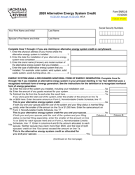 Document preview: Form ENRG-B Alternative Energy System Credit - Montana, 2020