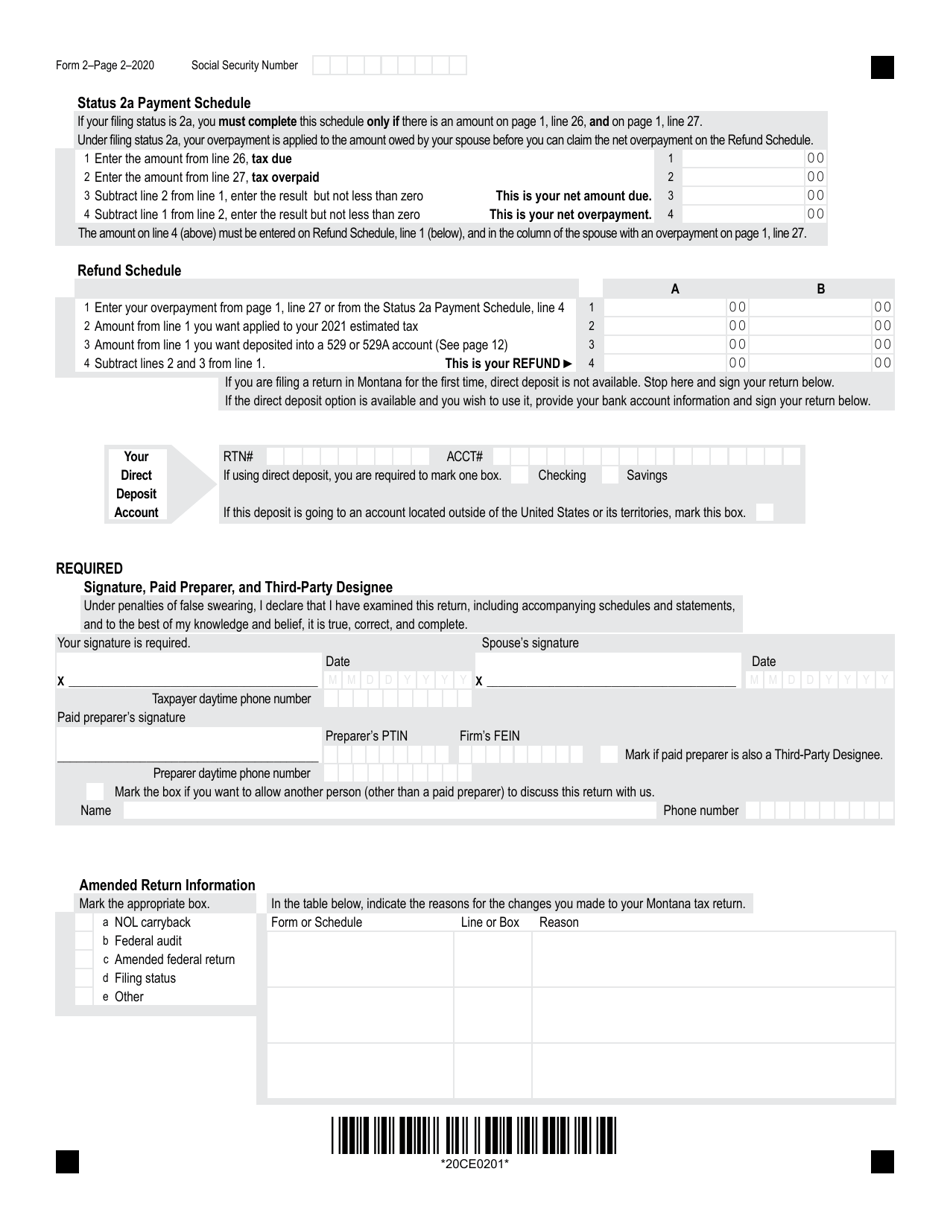 Form 2 Download Fillable PDF or Fill Online Montana Individual Income ...