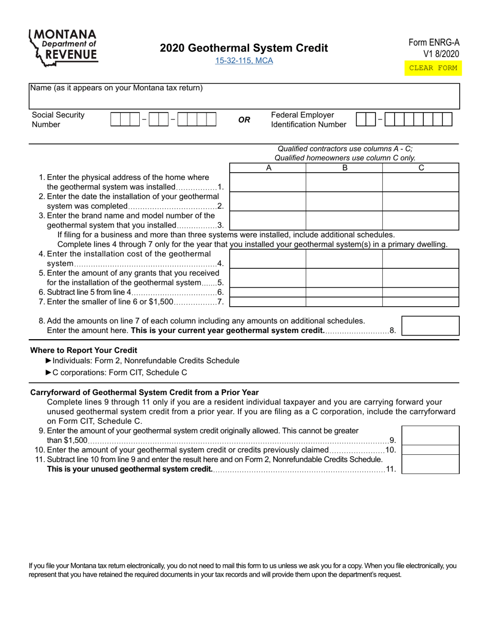 Form ENRG A Download Fillable PDF Or Fill Online Geothermal System 