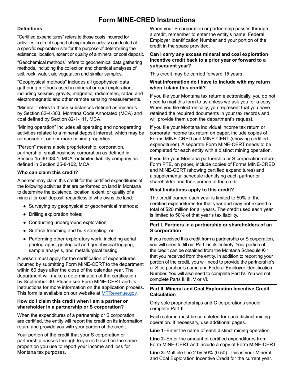 Form MINE-CRED Mineral and Coal Exploration Incentive Credit - Montana, Page 3