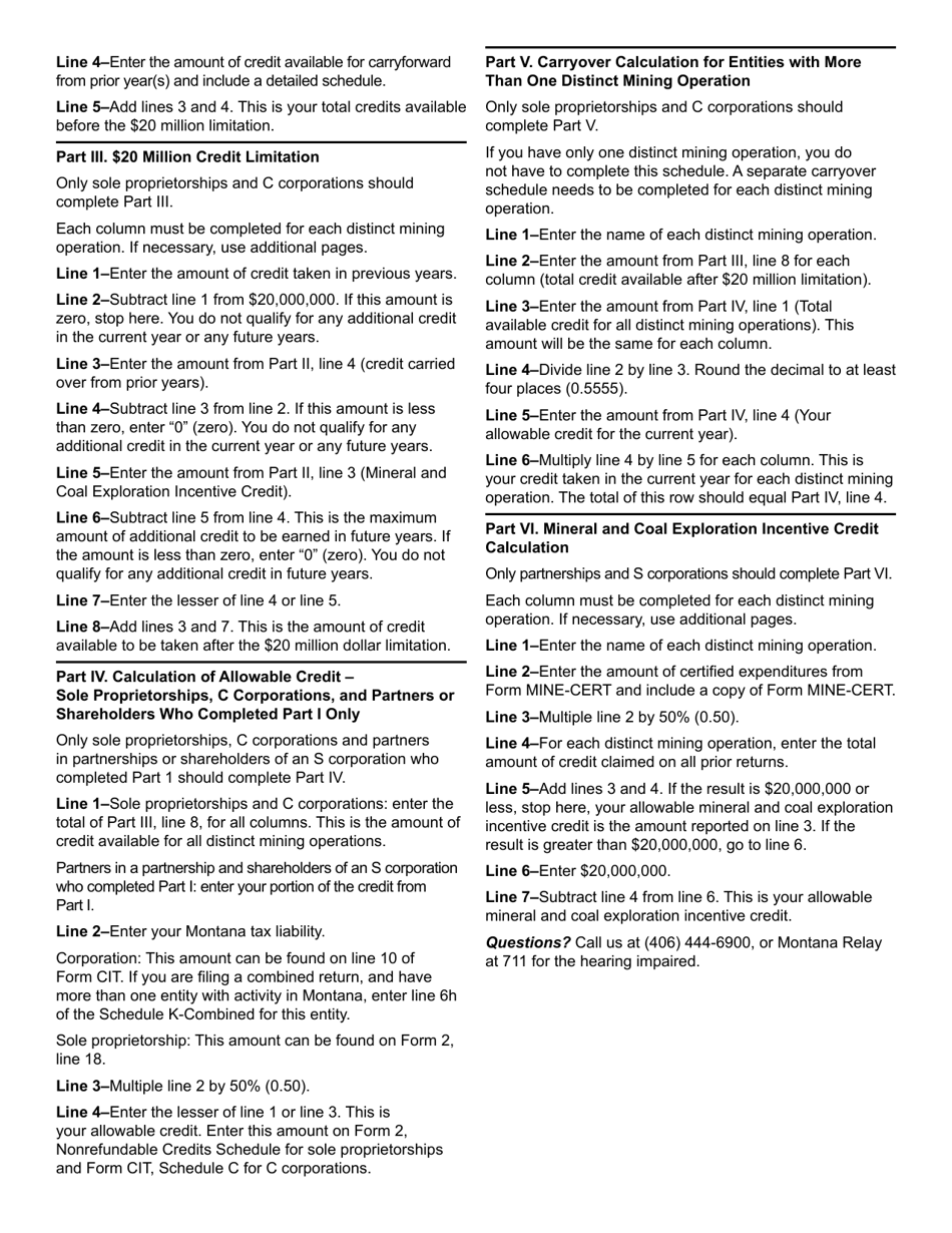 Form MINE-CRED Mineral and Coal Exploration Incentive Credit - Montana, Page 4