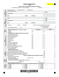 Document preview: Schedule K-1 Owner's Share of Income (Loss), Deductions, Credits, Etc. - Montana