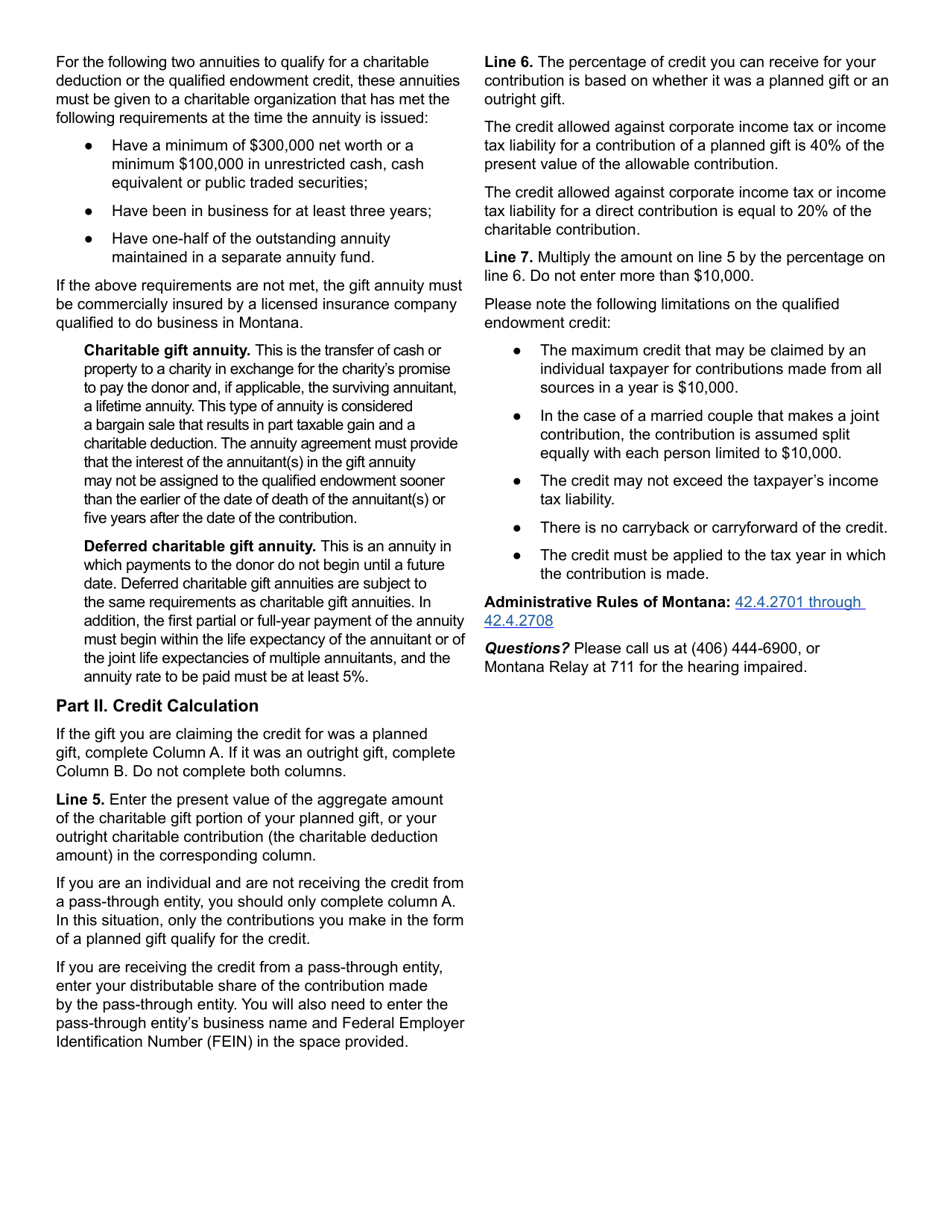 Form QEC Qualified Endowment Credit - Montana, Page 4