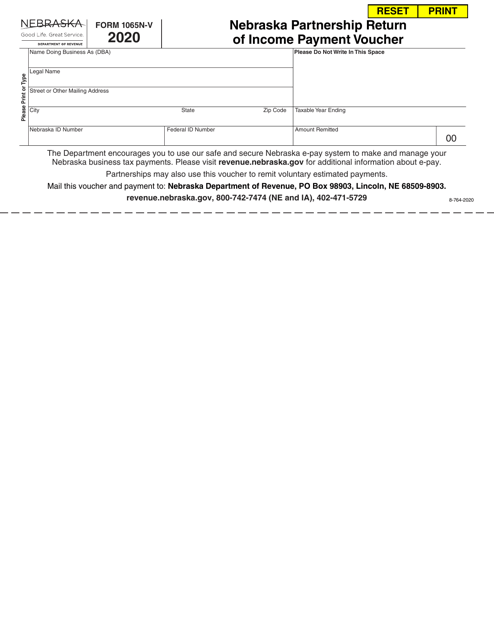 Form 1065N-V 2020 Printable Pdf