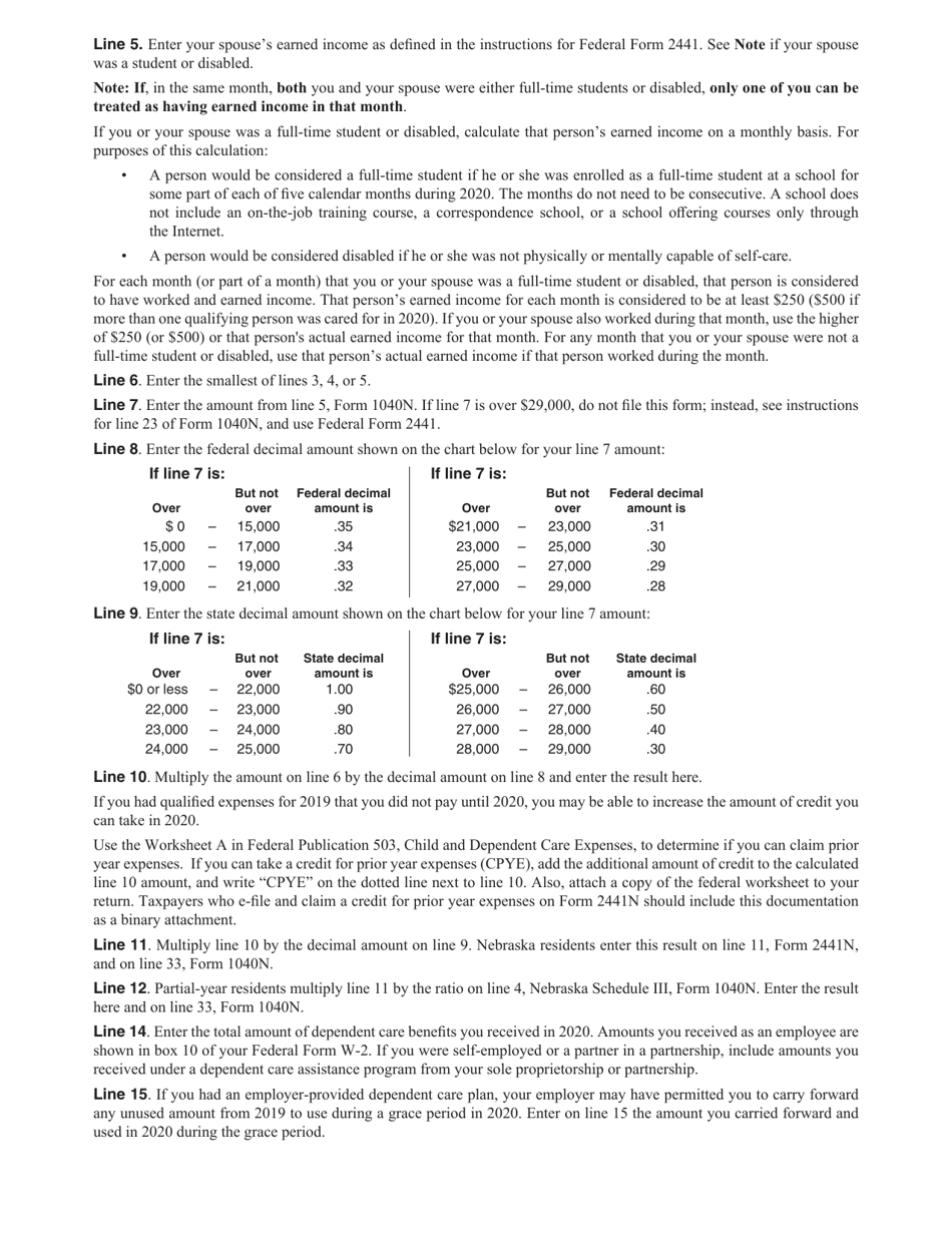 Form 2441N Nebraska Child and Dependent Care Expenses - Nebraska, Page 4