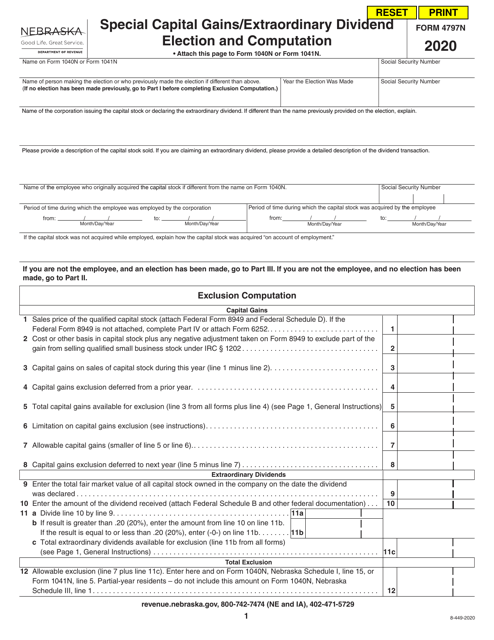 Form 4797n Download Fillable Pdf Or Fill Online Special Capital Gains Extraordinary Dividend Election And Computation Nebraska Templateroller