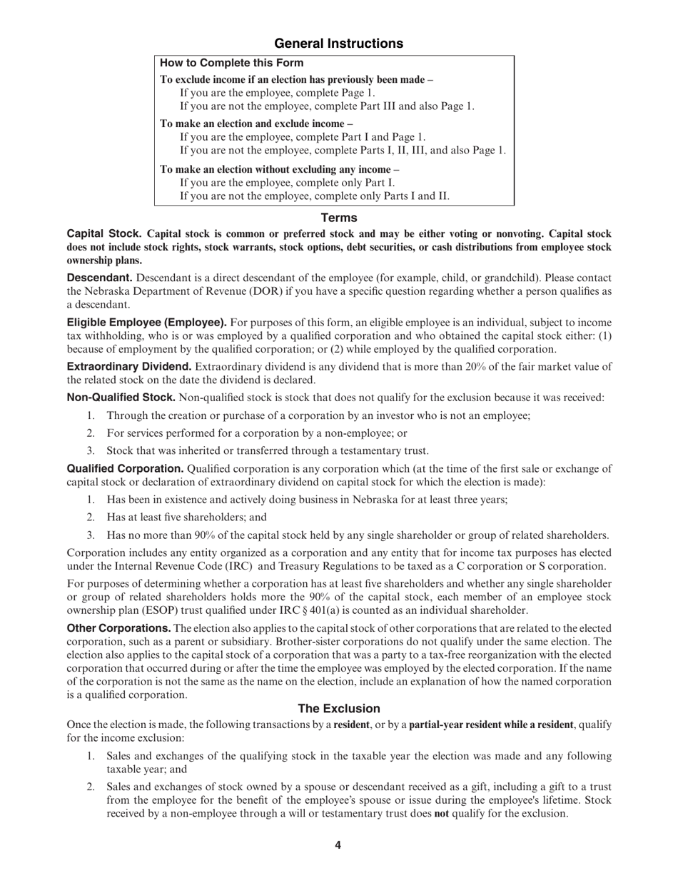 Form 4797N Special Capital Gains / Extraordinary Dividend Election and Computation - Nebraska, Page 4
