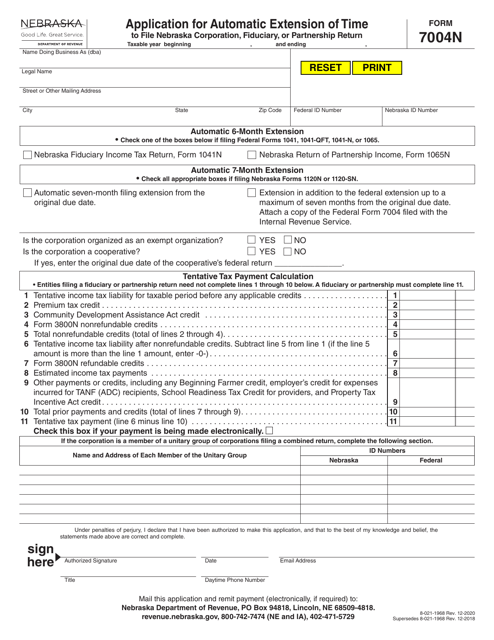 Form 7004N  Printable Pdf