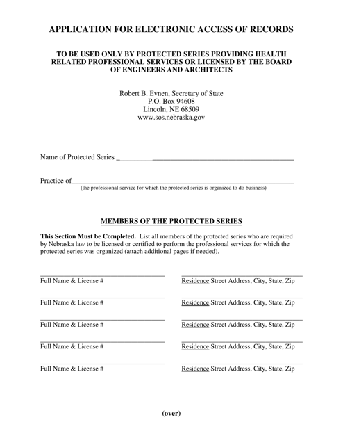 Application for Electronic Access of Records - Nebraska Download Pdf
